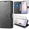 Case for Samsung Galaxy S26, Anti-Scratch Shockproof Synthetic Leather Black - 2 Tempered Glasses