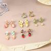 French Temperament Spring and Summer Mori Earrings C-type Pearl Flower Butterfly Rose Zircon Earrings Women's New Models