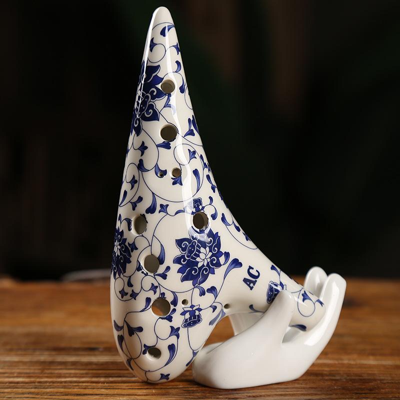 Ceramic Ocarina 12 Hole Classic Celadon