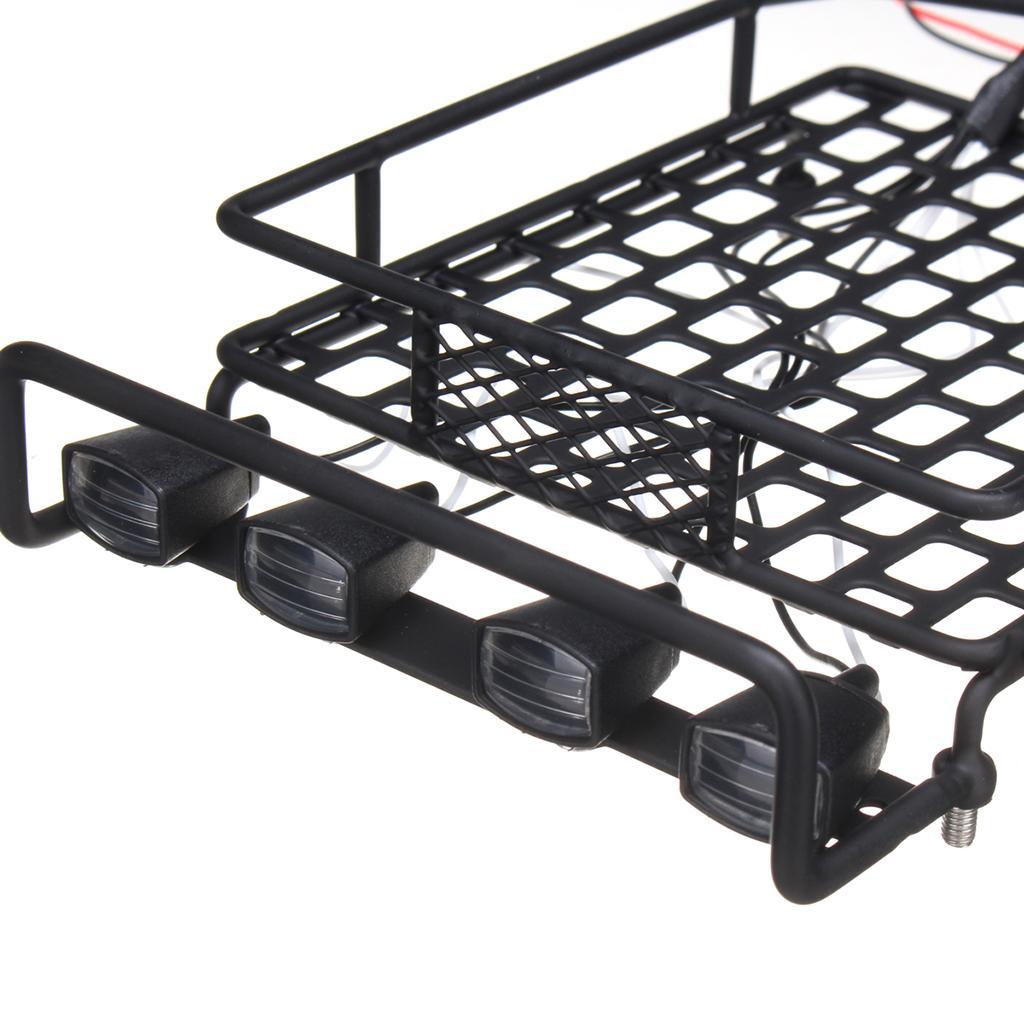 Roof Luggage Rack LED Light Bar Aluminum Roof Carrier for RC Wrangler CC01 1/10 Rally Axial SCX10