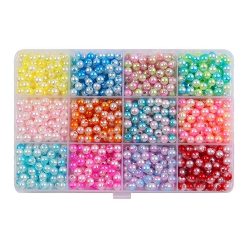 Colorful Imitation Pearls for Craft 1200Pcs 6MM Sew On Pearls Beads with Holes for Jewelry Making Bracelets Necklaces