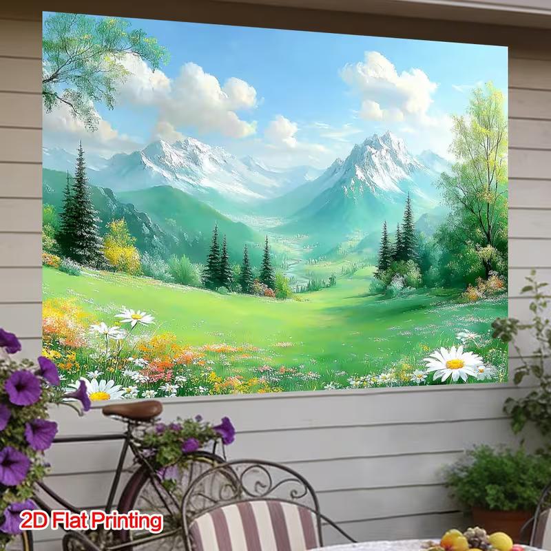 2D Dreamy Snow-Capped Mountain Photo Booth Background