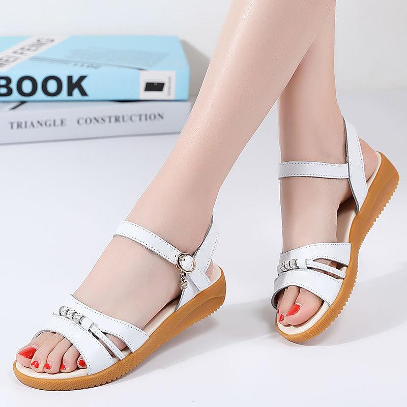 Women's sandals Mom sandals soft-soled casual flat-soled comfortable deodorant medium and old women's shoes breathable