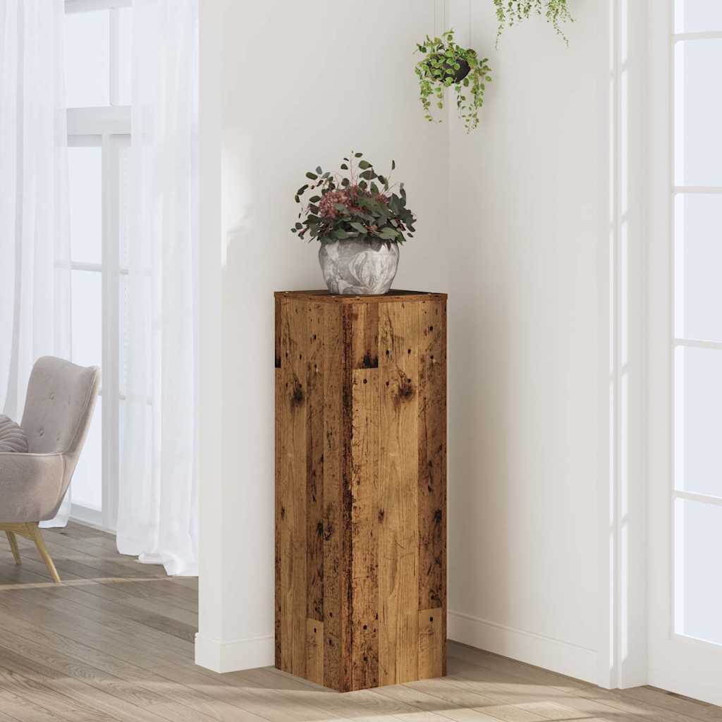 Plantenstandaard met Rustieke Houtlook 33 x 33 x 100 cm Bewerkt Hout