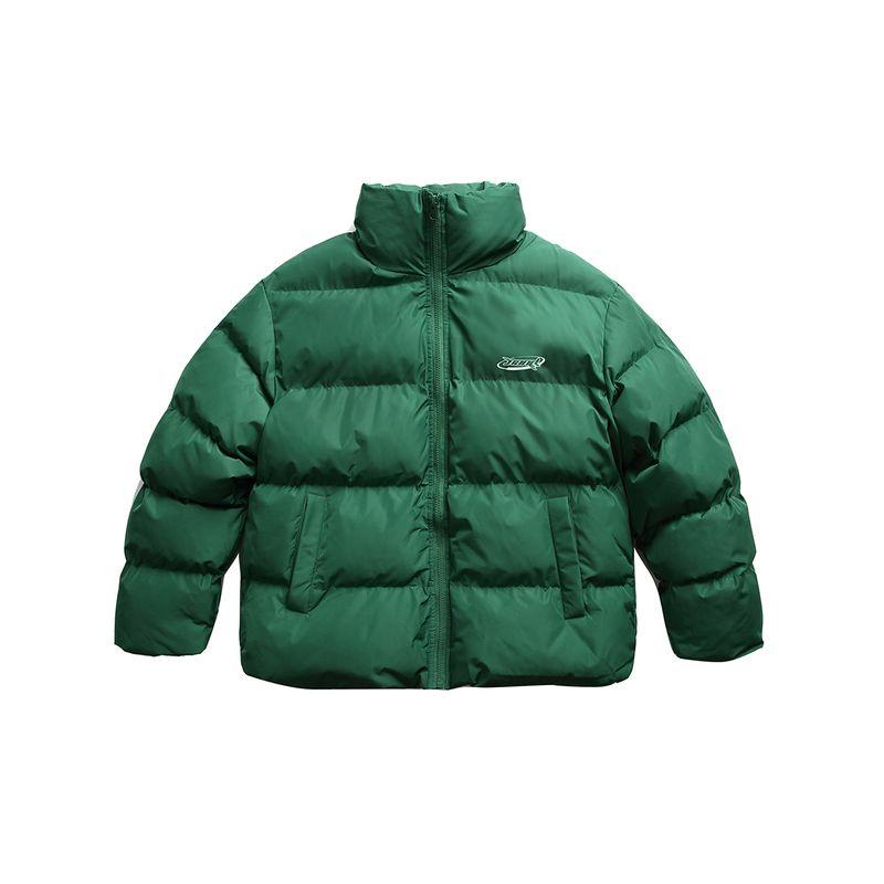 

Men s Winter New Solid Color Stand-Up Collar Cotton Jacket, Fashionable Casual Short Couple Cotton Coat, Thickened and Warm Puffer Jacket Green L