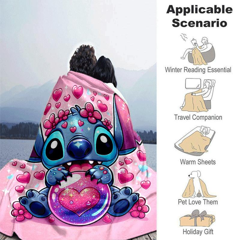 1pz Coperta con Stampa Stitch - Morbida, Coperta per Tutte le Stagioni per Soggiorno, Camera da Letto, Viaggio