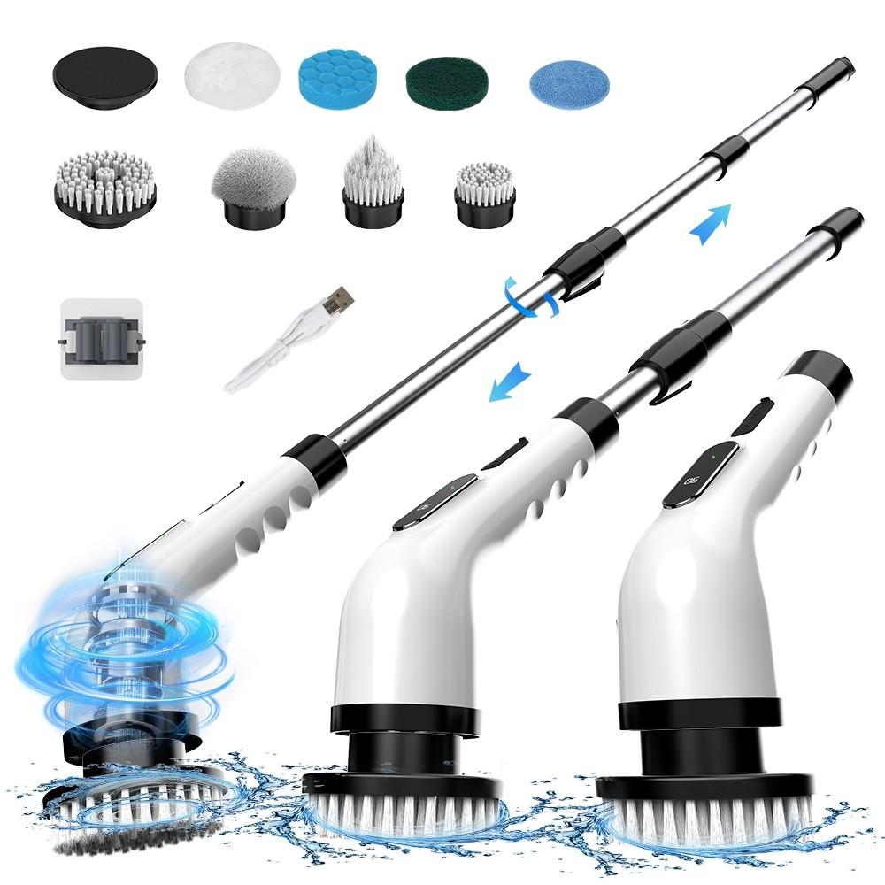 

9 in 1 LED Display Electric Spin Scrubber Multifunctional Electric Cleaning Brush Handheld Floor Power Cleaning Tool 9 in 1