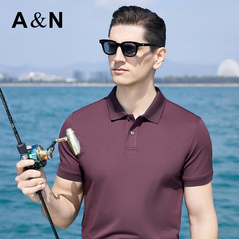 Men's UV Protection Solid Color Lapel Short-Sleeved T-Shirt