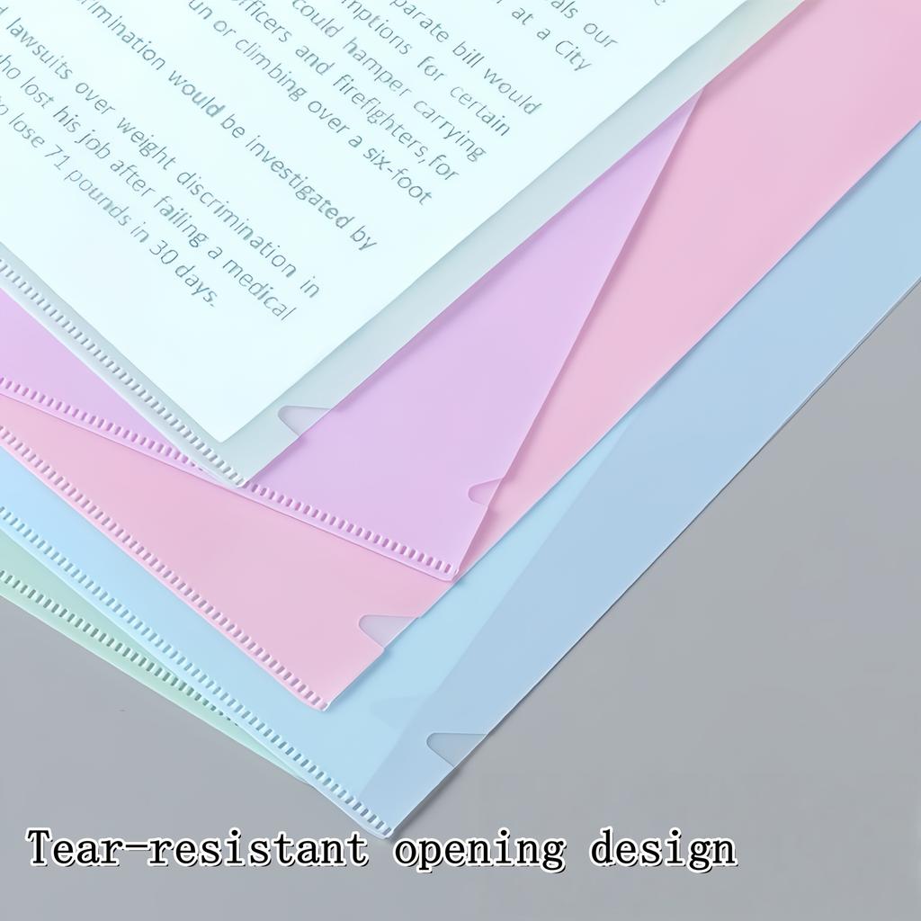 4pcs A4 Transparent L-Shaped File Folders, Single-Page Holders for Resumes, Documents & Organization, School Supplies , School