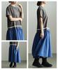 la Contrast Color Cotton Dress for Women Long Short Free Gray [sawa á mode] - Length, Sleeves, Figure-Flattering, Casual, Spring/Summer, Spring/Summer