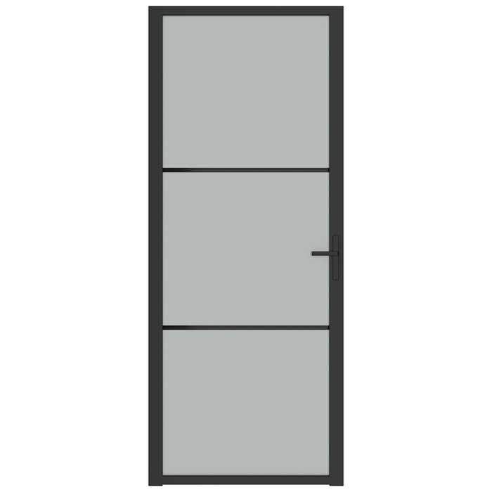 VidaXL Interior Door 83x201.5 Cm Black Frosted Glass and Aluminum 350553