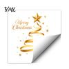 Seasonal Home Decoration Gold Ribbon Christmas Tree Static Cling Window Decal, Merry Glass Clings Sticker with Stars, Reusable Holiday Decor for Shop