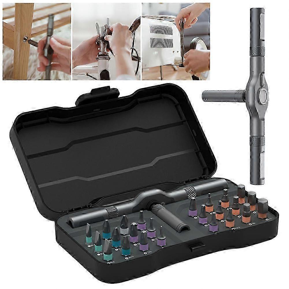 24 in 1 Multifunction Ratchet Screwdriver Set with Magnetic Adsorption/Alloy Bits Kit for Eyeglasses PC Electronics