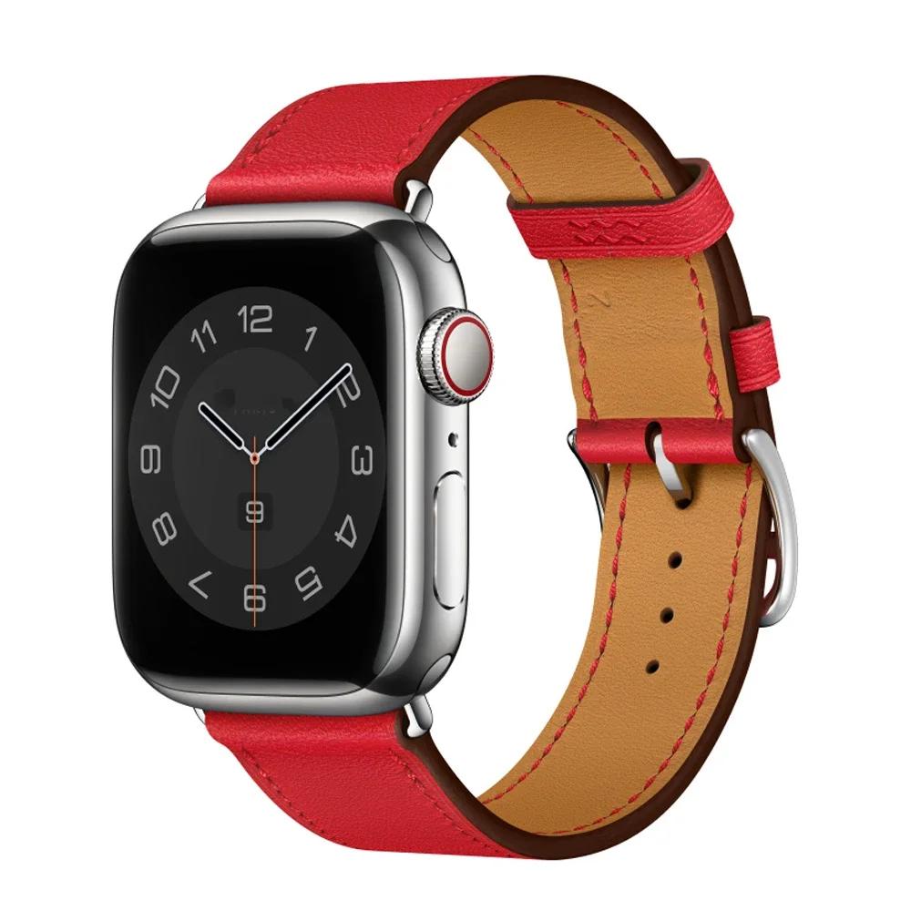 Genuine Leather Bracelet Strap For Apple Watch Band 45mm 49mm 41mm 44mm 42mm 46mm Leather Wristband iWatch Ultra 11 10 9 8 7 6 5