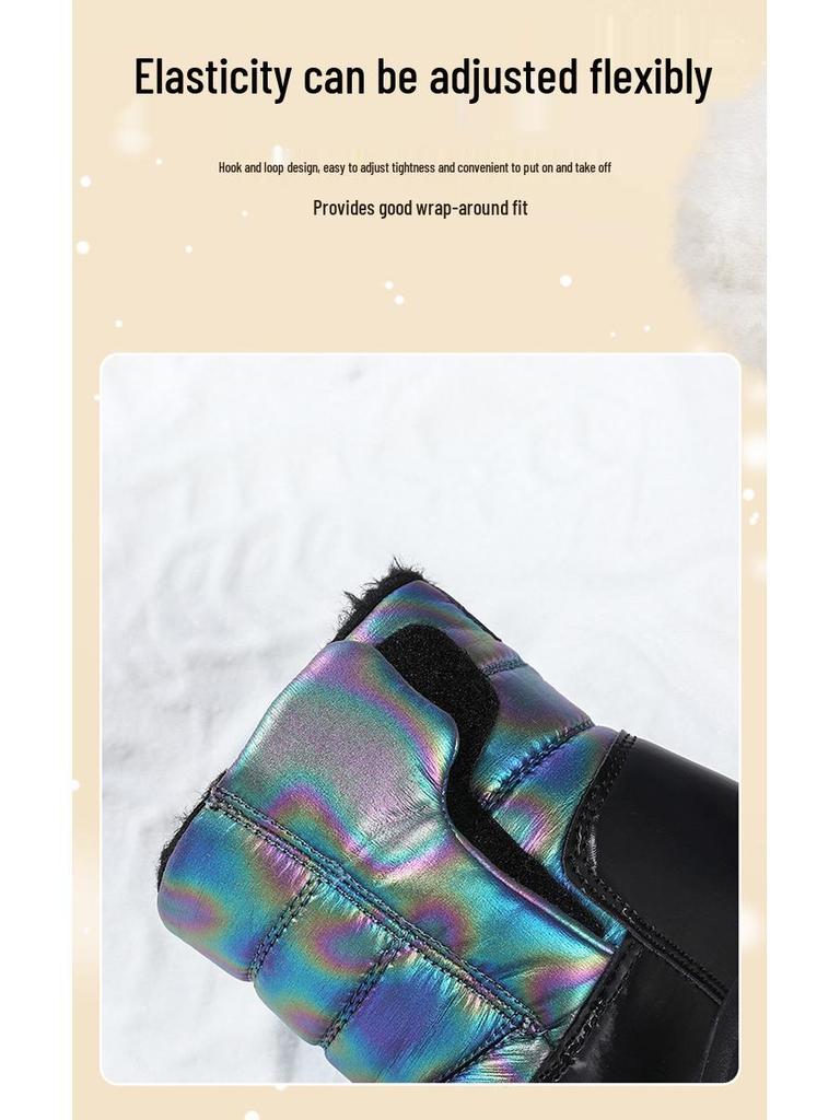 2025 Winter Kids' High-Top Fur-Lined Cotton Snow Boots: Non-Slip, Warm Hiking Shoes for Boys and Girls