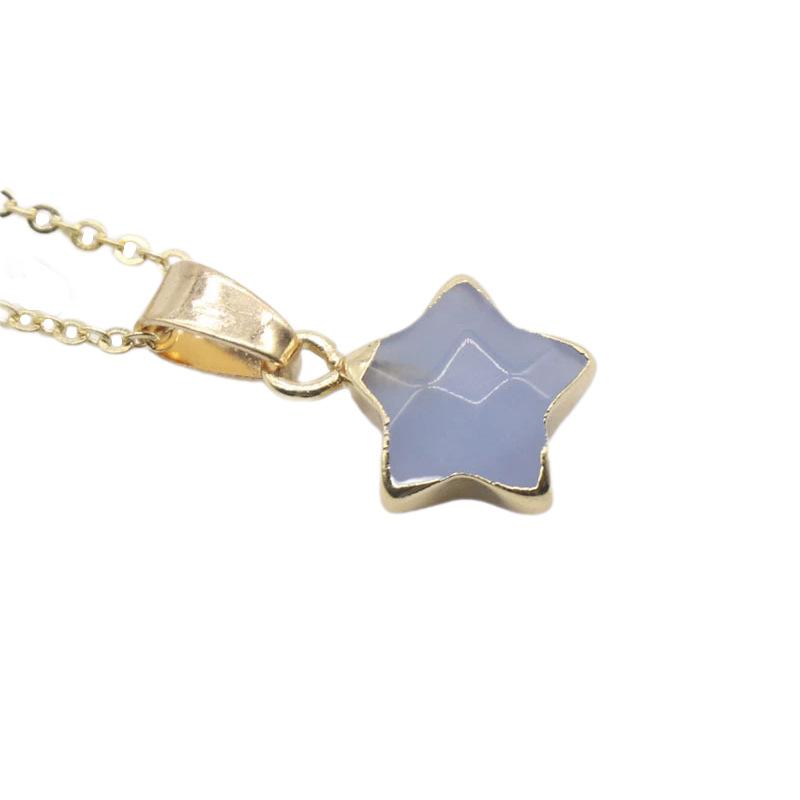 Fashion Gold Plated Stones Star Pendant Necklace Cute New Creativity Stone Charms Necklace Jewelry for Women Gift