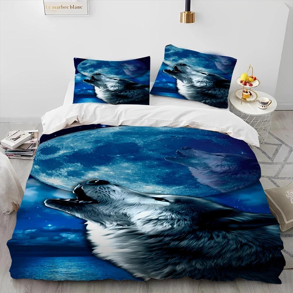 Set Biancheria da Letto Trapuntato di Lusso Animale Tigre Leopardo Lupo 3D, Set Letto Copripiumino Coperta Copricuscino, Set Biancheria da Letto King Queen Size
