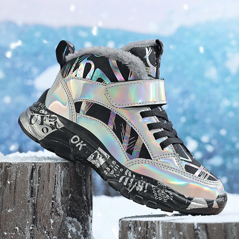 Winter Kids Running Shoes Boys Non-slip Waterproof Casual Shoes Warm Plus Cotton Sneakers Fashion Teenager Trekking Sport Shoes