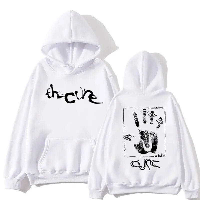 90S Rock Band The Cure Wish Potisk Mikiny Unisex Dámská Módní Mikina Harajuku Oversized Gotická Hip Hop Fleecová mikina s kapucí