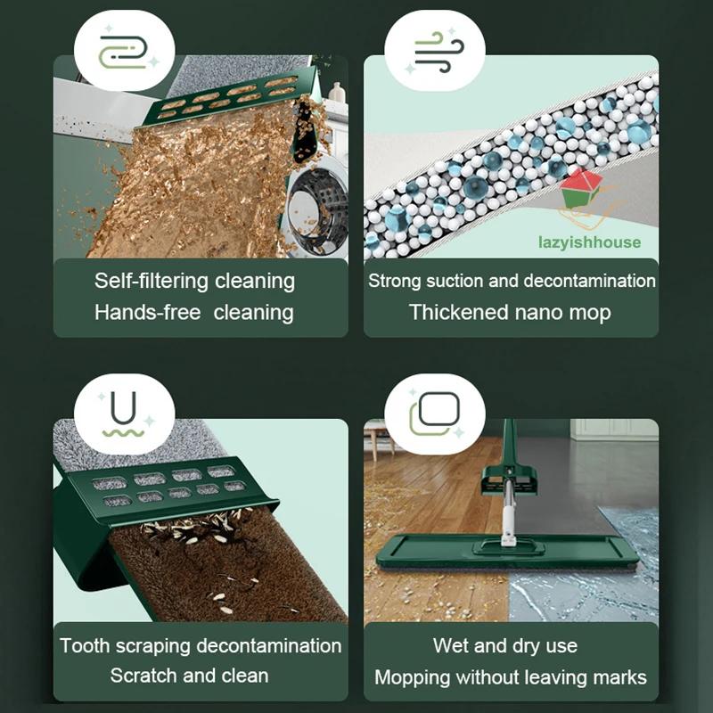 Mops Floor Cleaning Tools Squeeze Mop Household Cleaning Easy To Drain 360° Spin Home Floor Mop Cleaning Brooms Utensils House