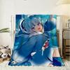 G-Gawr Gura Anime Throw Soft Flannel Throw Blanket, Lightweight Breathable Summer Nap Blanket For Sofa Home Travel Cozy Decor
