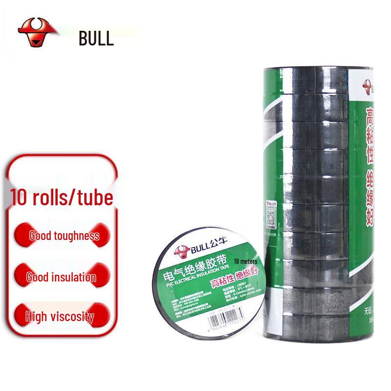 BULL GN-ET7 Flame Retardant Electrician s Tape 18m (10 Rolls/Tube)