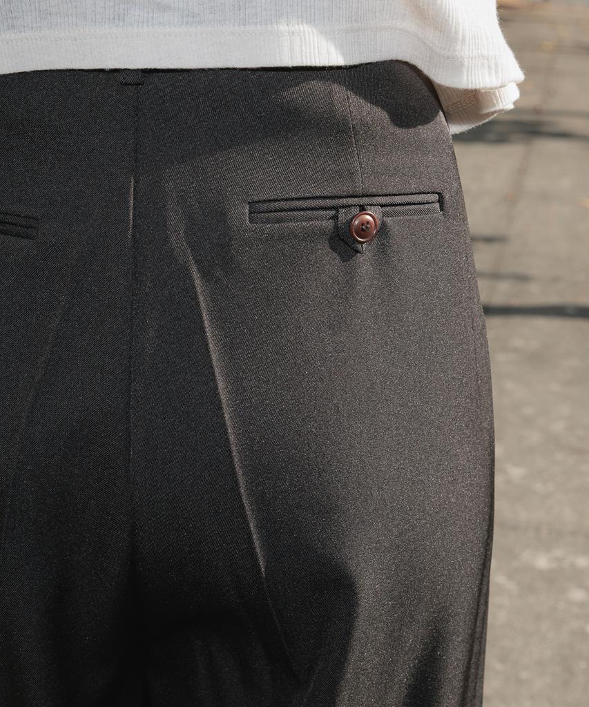 DEHEVE Classic Pintuck Wide Slacks [Black]