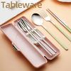 Stainless Steel 3-piece Cutlery Set Featuring Chopsticks, Fork, and Spoon, with Case. Portable and Hygienic, Perfect for Students and Adults, Perfect