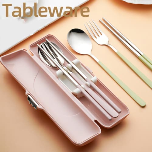 Stainless Steel 3-piece Cutlery Set Featuring Chopsticks, Fork, and Spoon, with Case. Portable and Hygienic, Perfect for Students and Adults, Perfect