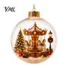 Decorative Holiday Lighted Scenes Glowing Christmas Story Ornament, Light-Up Ball with Warm LED Light, Mini Acrylic Festive Tree Baubles Scene