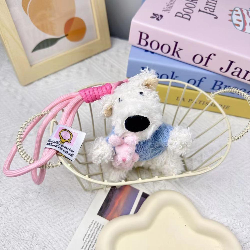 Chaveiros de boneca de cachorro pequeno de pelúcia, animal de desenho animado, filhote de cachorro peludo, presente de aniversário para crianças