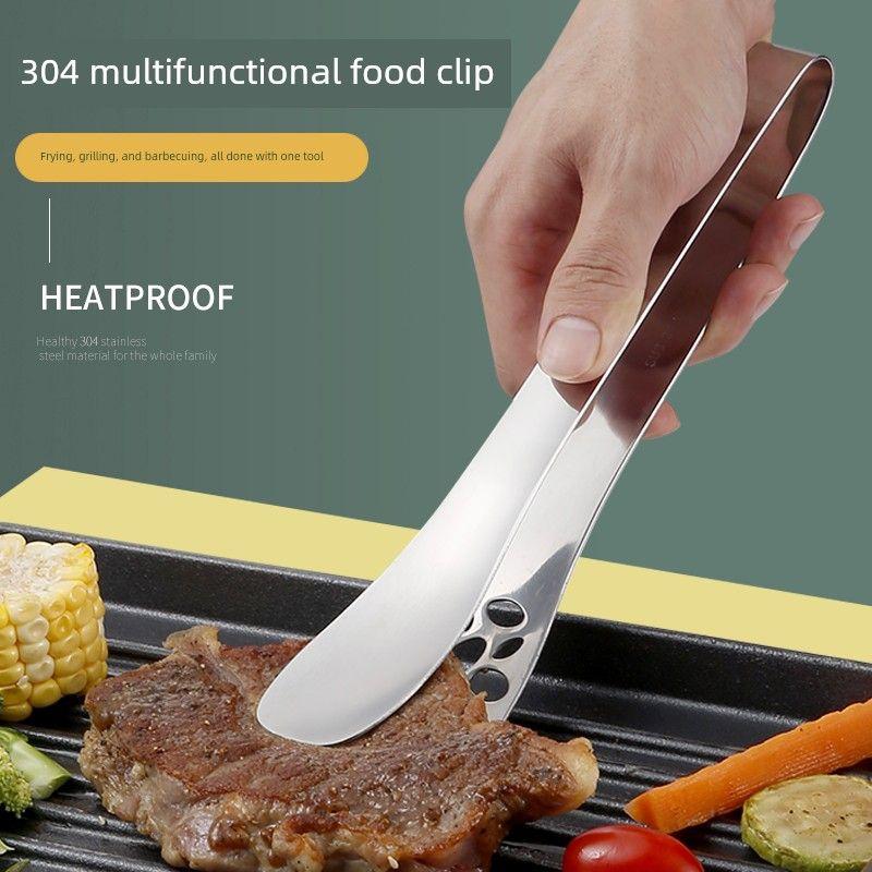 304 Stainless Steel Tongs Kitchen Food Tongs Steak Tongs Household Food Tongs Anti-Scald Barbecue Tongs Meat Tongs
