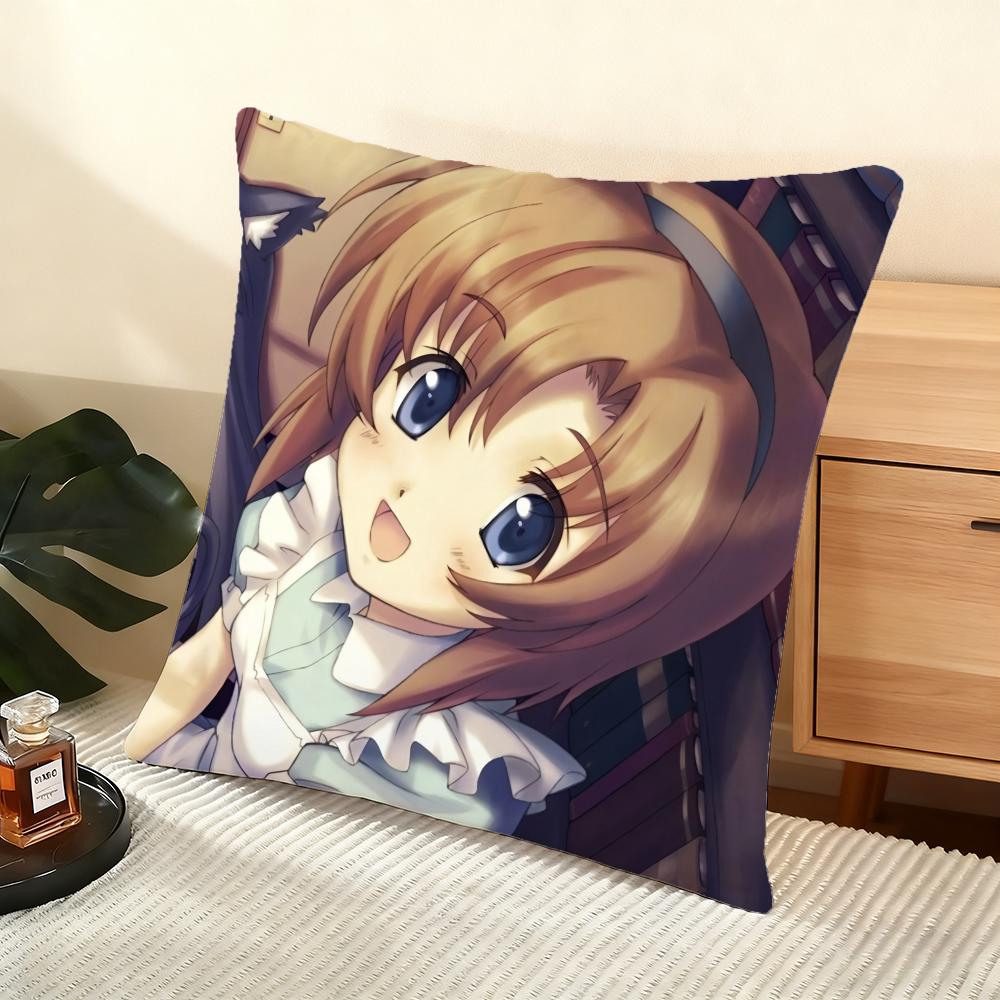 Higurashi When They Cry Cushion Cover Soft Short Plush Pillow Cover Smooth Cozy Texture Aesthetic Cushion Case Home Decor