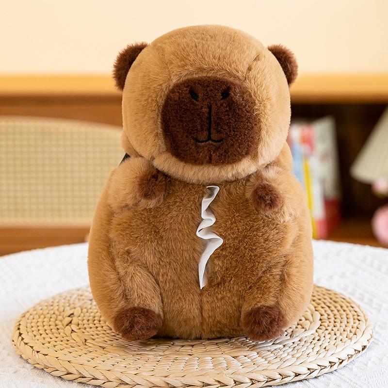 

Kapibala Car Tissue Box Plush Toy Doll Capybara Car Handrail Box Cardboard Box Multi-function Doll 26cm【 0.19kg】