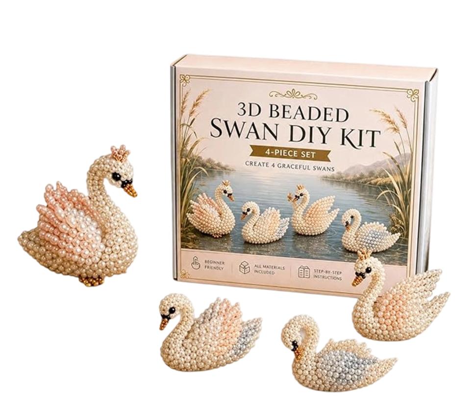 3D Beaded DIY Kit 4Piece Set Bead Project with StepbyStep Instructions for Creative Models Home Decor and Activities