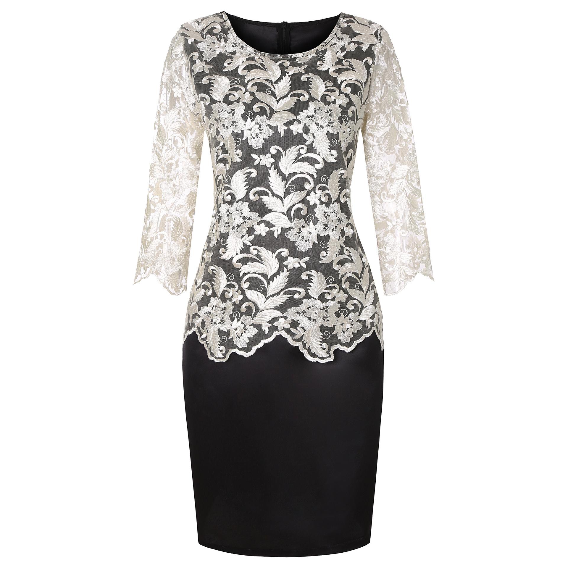 

Кружевное шитье из двух частей, имитация двух частей, женское топ больших размеров, платье со средними рукавами, темперамент, элегантная модная женская одежда XXXXXL серый