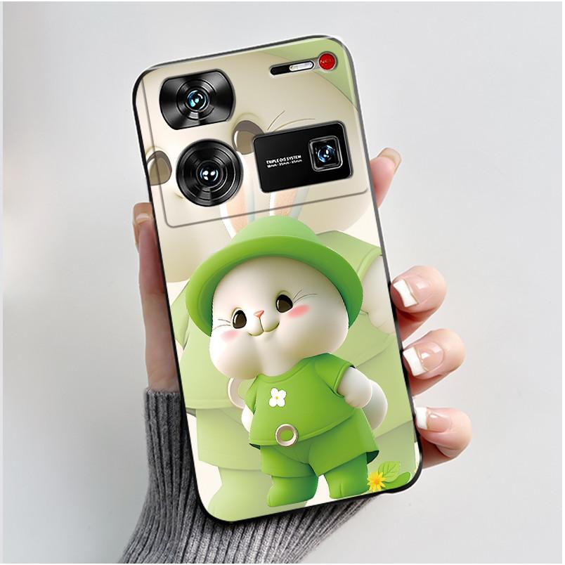 Case For ZTE Nubia Z60 Z70 Z70S Z50 Ultra Cute Love Heart Rabbit Matte Black Soft Silicone Cover For Nubia Z60Ultra Fundas Shell