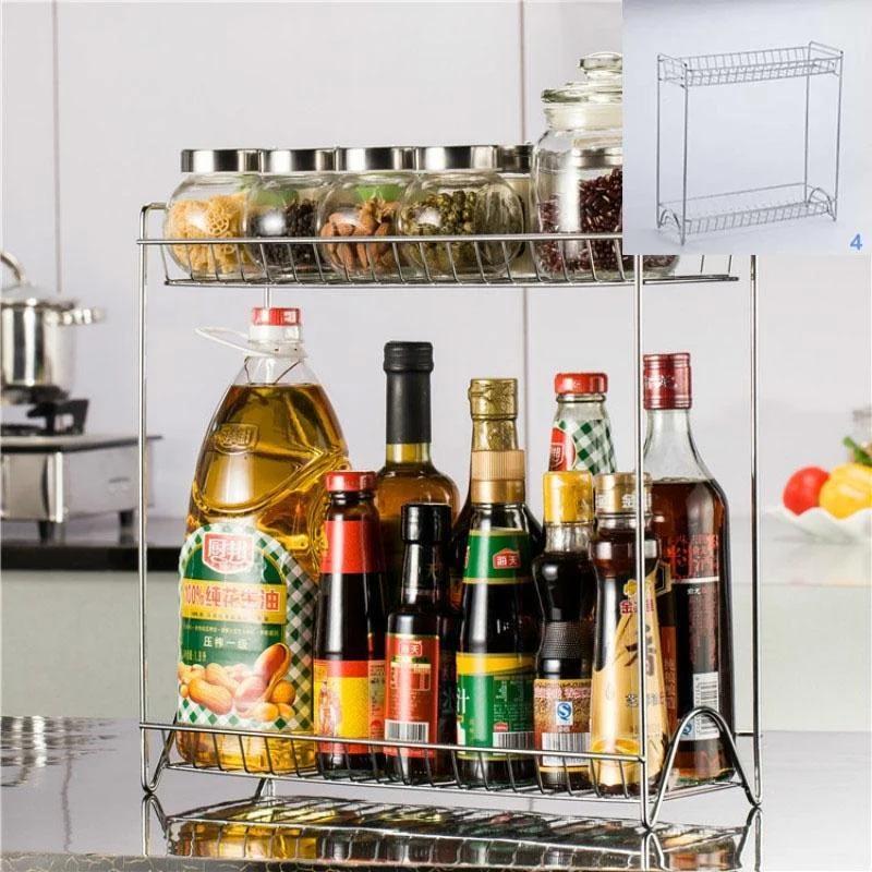 Double-layer Seasoning Shelf Kitchen Supplies Shelf Two-layer Seasoning Box Seasoning Bottle Storage Rack Household Storage Rack