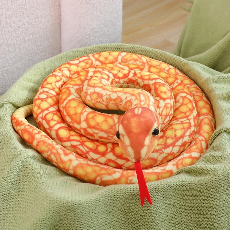Simulation Giant Python Plush Toy Long Snake Yellow Orange Green Python Plush Toy Decorated House Holiday Decoration Trick Props