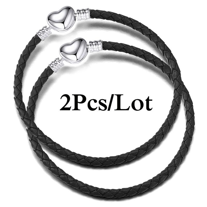 2 szt./partia Specjalna Oferta Skórzane Bransoletki Łańcuszkowe Pasują do Ręcznie Robionych Koralików Bransoletki z Charmsami Dla Par Pulsera Biżuteria Dla Kobiet Mężczyzn Hurtownia