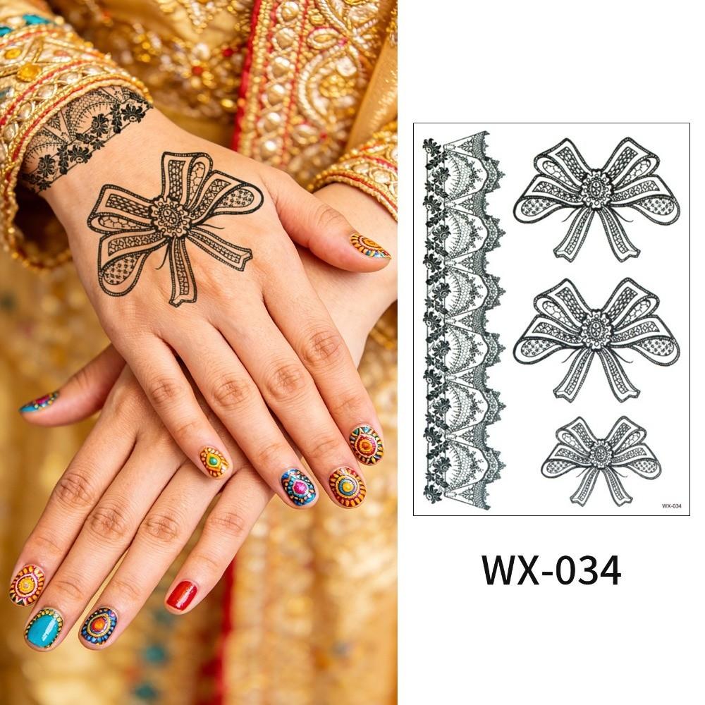 Adesivos de Transferência de Água Tatuagem Temporária de Henna Índia Mehndi Flor Arte Corporal Adesivo Mulher/Senhora/Menina