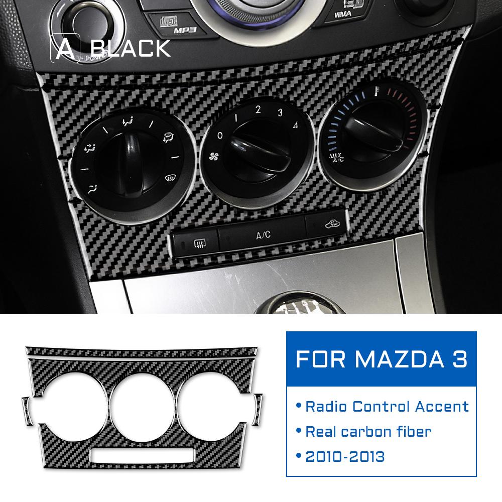 Real Carbon Fiber Car Radio Control Accent Sticker For Mazda 3 2010 2011 2012 2013 Interior Trim Auto Accessories Car Styling