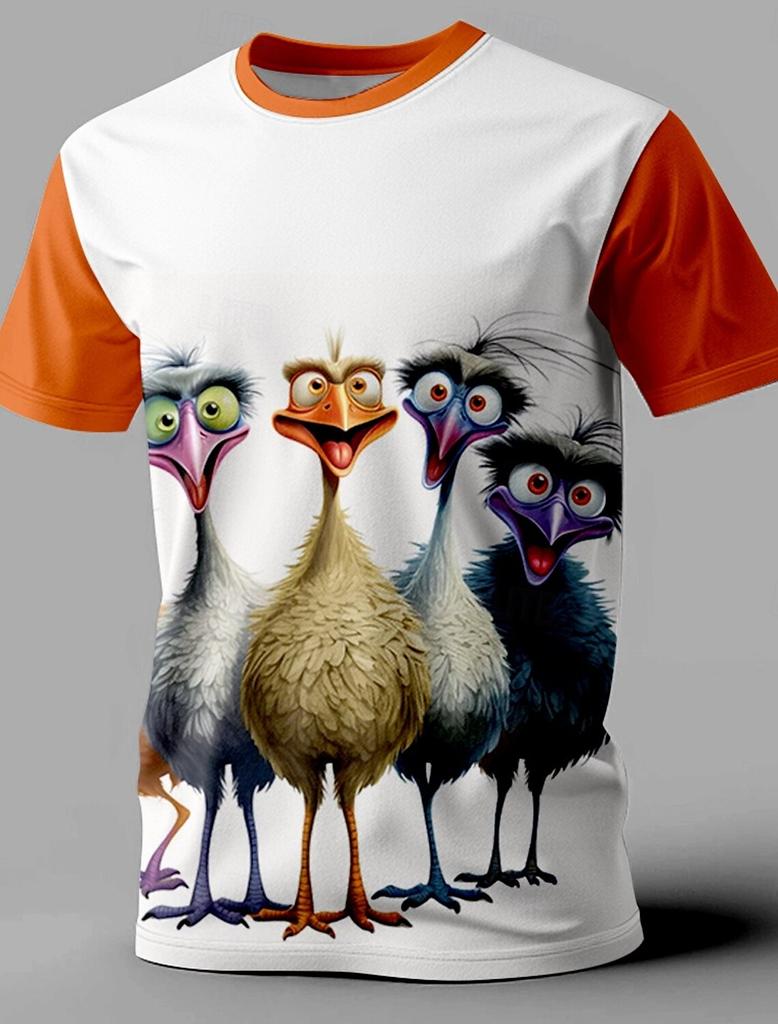 Animal Funny Retro Casual Men Printed T-shirt Street Casual Bar T-shirt Short-sleeved Round Neck Spring And Summer Clothing
