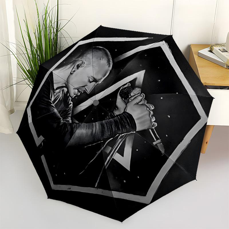 

1pc Chester Bennington, Linkin Park Automatic Open/Close Umbrella - Compact Travel Umbrella with 8-Rib Durable Frame yy251023100