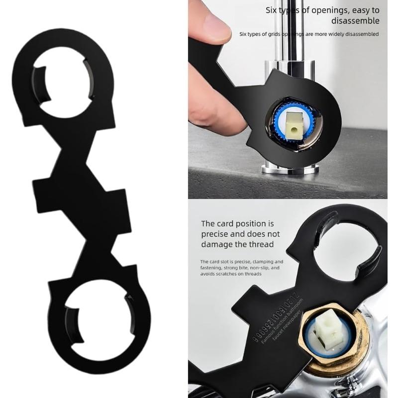 Heavy Duty Multifunctional Stainless Steel Faucet Spool Wrench Thickened Extender for Hot Cold Faucet Plumbing Repair Tool