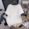 Women's Plus Size V-Neck Short-Sleeve Loose T-Shirt (Mid-Length, 200-350 Jin)