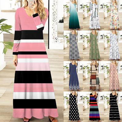 Womens Floral,Gradient Print Maxi Dresses Sexy Dresses Long Sleeve Elegant Fall Long Dresses Holiday Dresses for Women