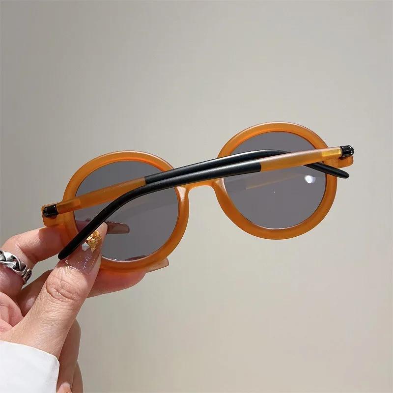 Vintage Round Sunglasses Fashion Retro Candy Color Blue Light Blocking Shades Eyewear Trendy Brand Designer Sun Glasses