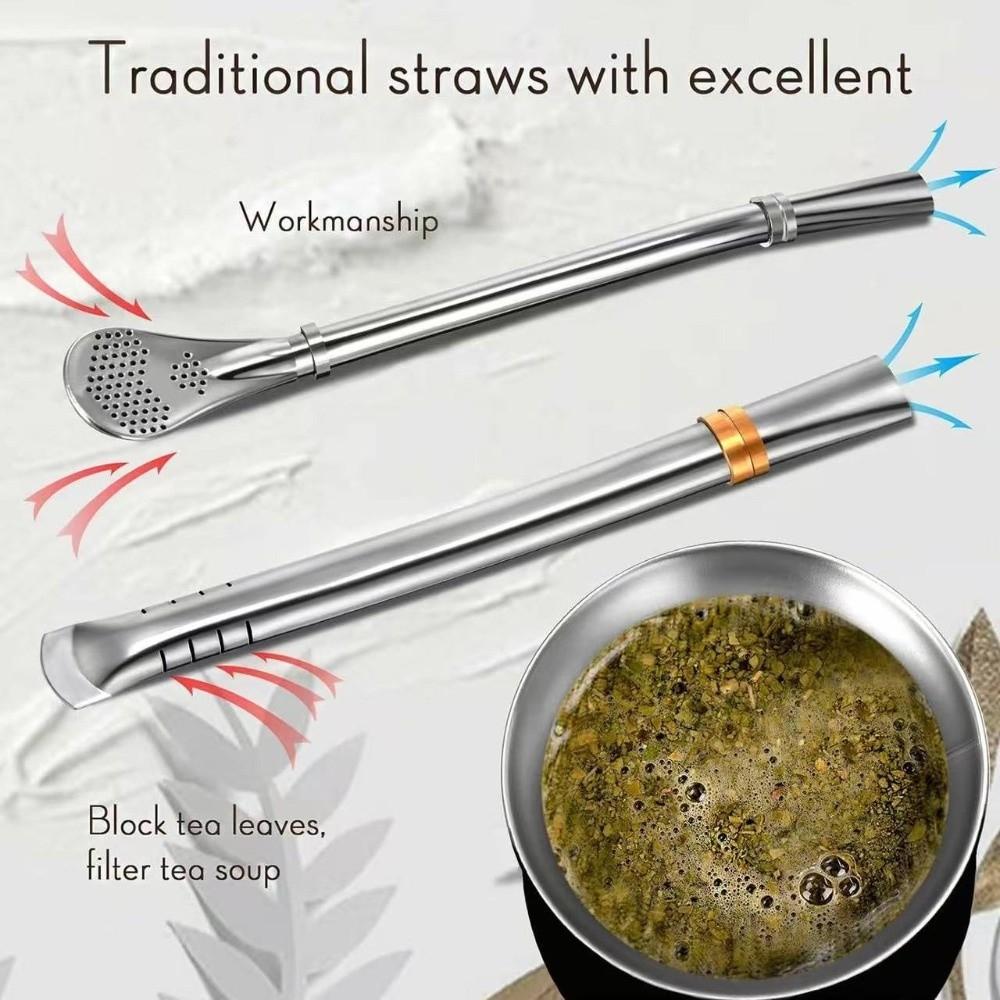 Fashion 230 ML Yerba Mate Cup Double Wall Stainless Steel Straw Cup with Cleaning Brush Reusable Gourd Cup Office