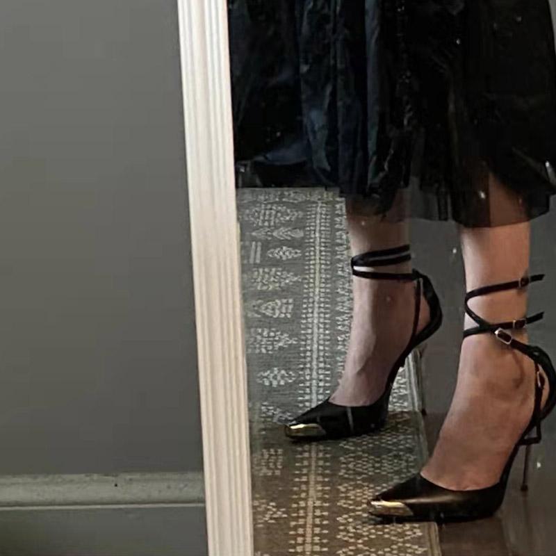 New Metal Pointed Toe Pumps Women Stiletto High Heels Shoes Women Fashion Party Wedding Shoes Women Heels Femmes Chaussures